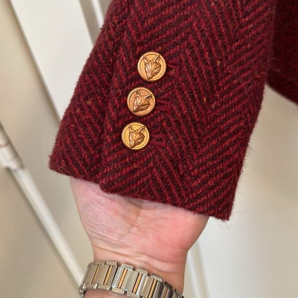Wool jacket. Subtle herringbone weave. Purchased at Anthropologie Copper buttons - Picture 5 of 5